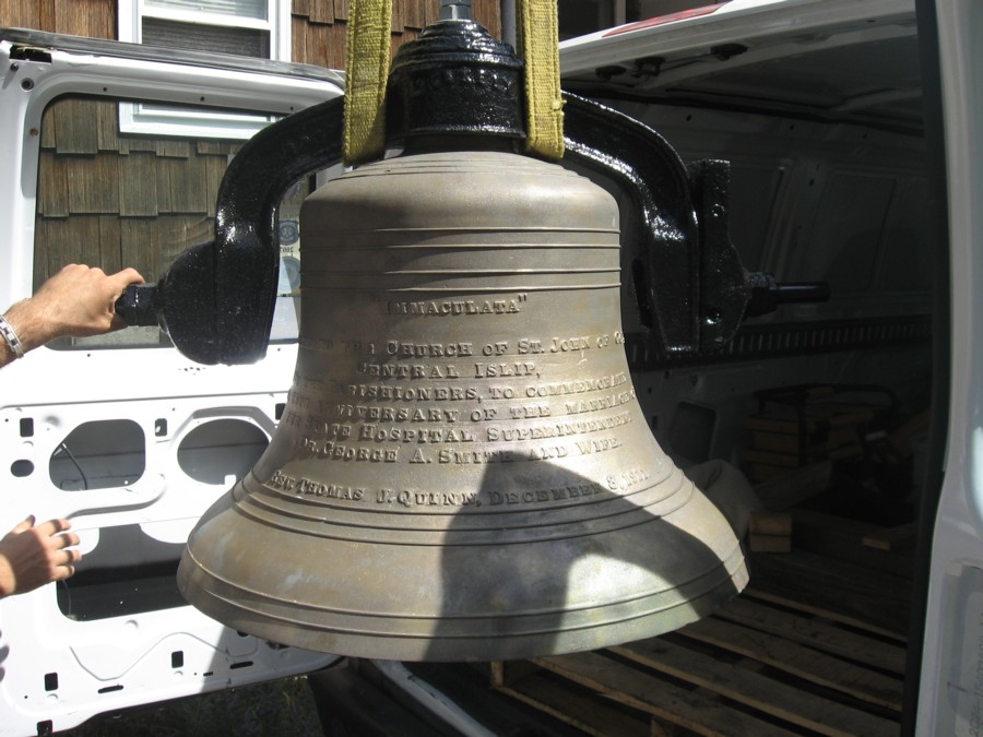 Restored Menelly Bell Company bell ready for hoisting