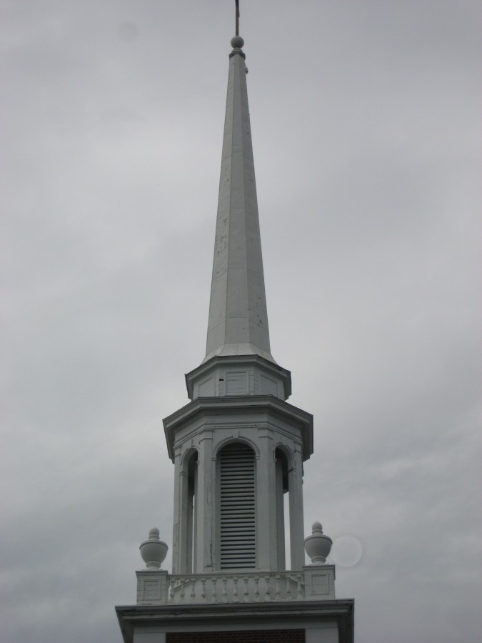 Noroton Presbyterian Steeple Restoration Project - Original Steeple with Steel Frame and Wood Skin
